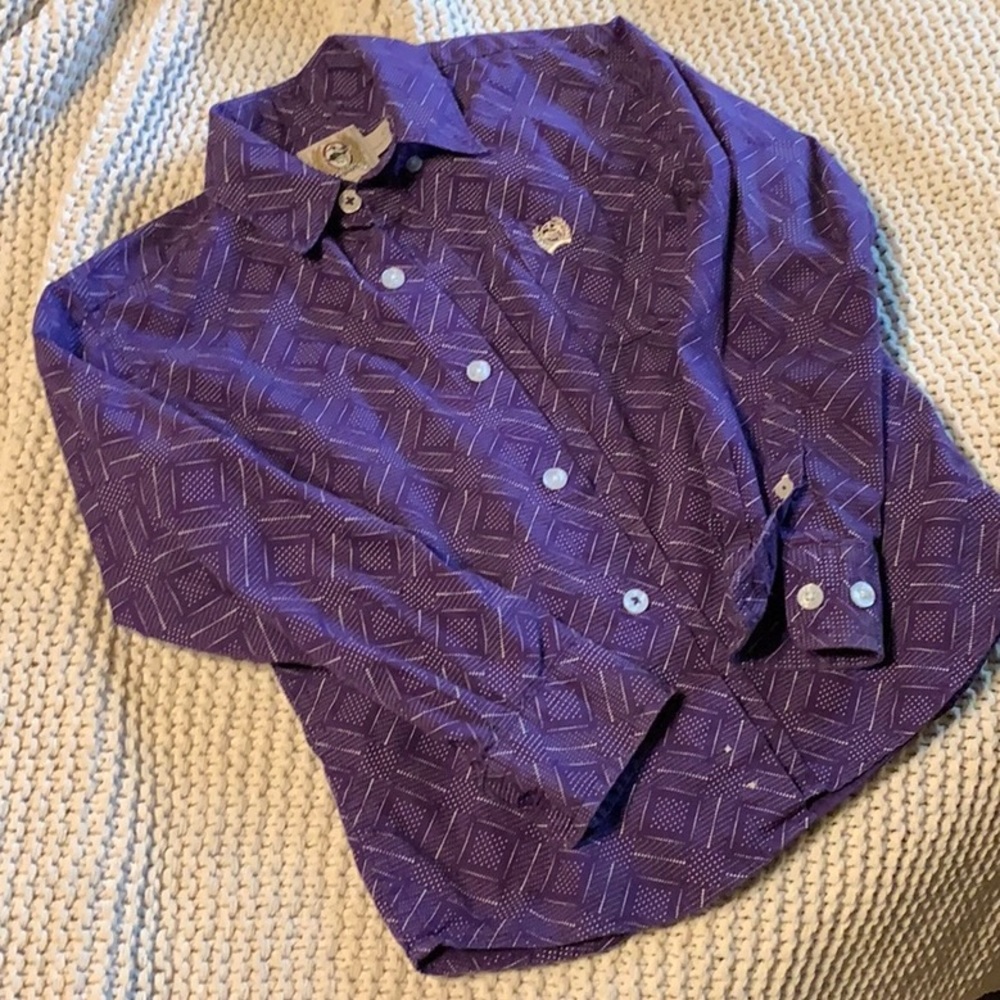 Cinch Little Boys 4T purple button down shirt